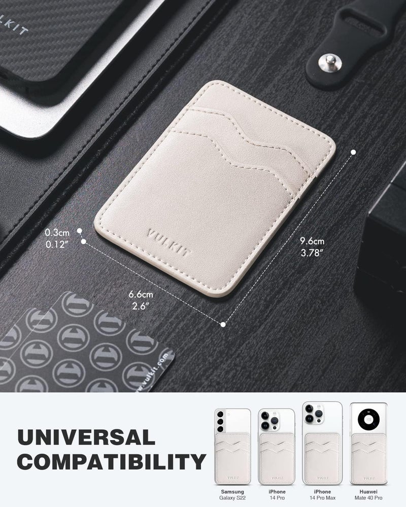 VULKIT حامل بطاقة لاصق متوافق مع آيفون محفظة جلدية للهاتف المحمول حافظة بطاقة ائتمان ملصق قوي للنساء - Image 4